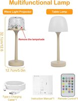 Lampe de table rotative sans fil à LED RGB dynamiques, projecteur d'ondes océaniques, lumières d'ambiance nocturnes pour la maison