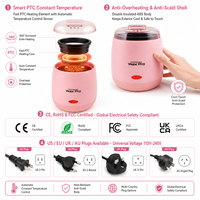 Chauffe-cire Wax Pro Pink Mini 200ml, chauffe-cire dépilatoire à fusion rapide pour le corps et les mains, pot antiadhésif, 110-220V, garantie 1 an
