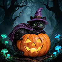 Décoration d'Halloween réutilisable en résine, chat noir et citrouille, idéale pour la maison, le bureau ou les fêtes – Meilleure vente