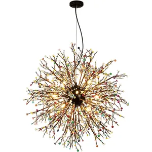 Wood Chandelier Hanging And On The Wall Wedding Hotel Luxury Acrylic Crystal Pendant Bead Curtain 2Aluminum Ring Light