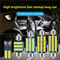 TCYATO Lampu Indikator Interior LED Model T10 31mm 36mm 39mm 41mm C5W Lampu Bunga 10V-30V Suhu Warna 6000k