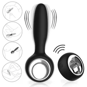 Desain khusus mengembang bergetar besar Anal Plug Butt Vibrator manik-manik pengendali jarak jauh nirkabel untuk wanita untuk pria