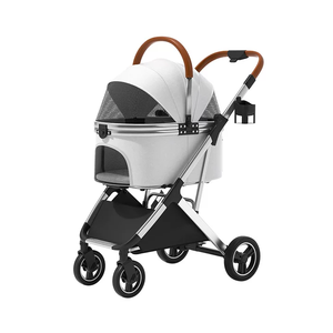 Poussette <span class=keywords><strong>de</strong></span> luxe à 4 roues pour animaux <span class=keywords><strong>de</strong></span> compagnie, <span class=keywords><strong>chariot</strong></span> moderne détachable pour <span class=keywords><strong>chien</strong></span> avec roues silencieuses en PU, <span class=keywords><strong>chariot</strong></span> <span class=keywords><strong>de</strong></span> transport pliable pour la <span class=keywords><strong>marche</strong></span> - Product Image 2