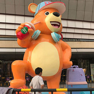 Geometric Panda Sculpture Gold Accents Outdoor Decor Custom Stainless Steel Architectural <b>Mesh</b> Building Facades Handmade - Product Image 6