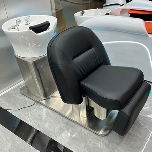 Fauteuil de lavage de cheveux en acier inoxydable - Capacité de charge 200 kg, lavabo en céramique, chaise de massage pour salon/hôtel - Product Image 6