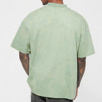 T-shirt Homme 300 g/m² 100% Coton Col Mock Rib Coupe Oversize Épaules Tombantes T-shirt Vierge Streetwear Lourd Uni pour Homme