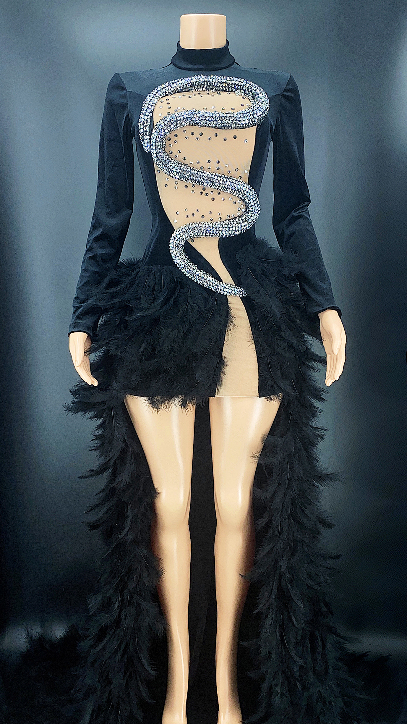 snake formal dress LAPOINTE Snake Mesh Off The Shoulder Dress main image 1
