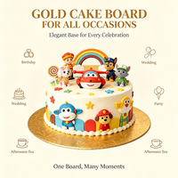 Plateau à gâteau rond doré, support métallique gaufré pour gâteaux, base robuste pour présentation d'anniversaires, mariages, fêtes, vente en gros OEM