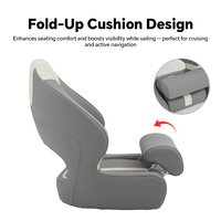 Siège de bateau pliable gris de luxe HOMFUL Fauteuil de yacht à dossier haut en cuir PU de qualité marine