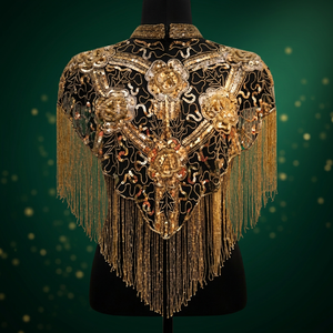 Capa de Satén con Lentejuelas y Flecos, Moderna y Glamurosa, Elegante para Fiestas y Eventos Nocturnos, Chal de Moda - Product Image 1