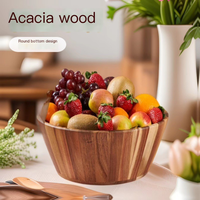 Bol de service à salade en bois d'acacia composite, résistant aux chocs, écologique, non toxique, pour la maison, l'hôtel, le restaurant, le pique-nique