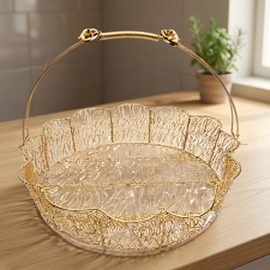 Panier de rangement rond en métal avec poignée, design classique pour l'organisation de la cuisine - Product Image 6