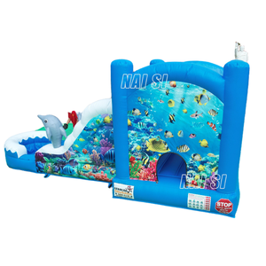 Castillo Inflable Acuático con Tobogán, Brincolín y Zona de Juegos Húmedos y Secos para Niños, Diversión Acuática de Verano - Product Image 3