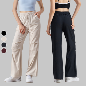 Custom Logo <strong>Women's</strong> Wide Leg Drawstring High Waist <strong>Trousers</strong> <strong>Comfy</strong> <strong>Work</strong> Yoga Pants Outdoor Sports Yoga Pants for <strong>Women</strong> - Product Image 1