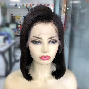 Pelucas de Cabello Humano Natural Virgen Remy, Color Negro Natural, 13x4 Pulgadas, Estilo Bob con Frente de Encaje, para Mujer, Precio al por Mayor - Product Image 5