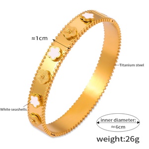 กำไลข้อมือ Clover ทอง 18K และเงินสเตนเลสสตีล ประดับเพชรซิคอน เครื่องประดับแฟชั่นสวยงาม ต่างหู กำไลข้อมือ ของขวัญสำหรับผู้หญิง ขายส่ง - Product Image 6