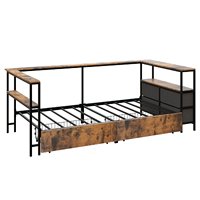Lit d'angle en métal double avec tiroirs de rangement pour enfants et adolescents, mobilier de chambre à coucher peu encombrant, plateforme pour hôtel, école, appartement
