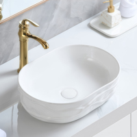 Pure White Solid Surface Oval Bathroom Sink with Curve Branch-like <strong>Decoration</strong> Counter <strong>Top</strong> Wash Basin Customized Color Shape
