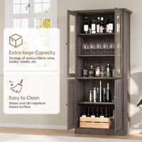 Meuble de cuisine autoportant en bois massif, armoire de rangement moderne pour café avec étagères réglables, style antique