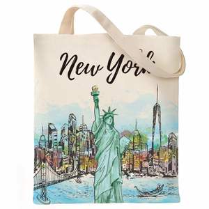 Sacs de courses réutilisables personnalisés avec logo imprimé, en toile de coton blanche unie, grande quantité en stock, vente en gros - Product Image 1
