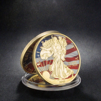 Ventes d'usine - Pièce commémorative plaquée or avec motif Liberty imprimé UV, badge souvenir en métal, cadeau de collection