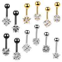 Lingchee personnalisé 14G nombril Piercing bijoux rond cristal nombril anneaux PVD Ombligo Piercing bijoux de corps