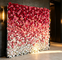 Mur floral coloré en fleurs roulées, fait main, pour décoration de mariage, événement ou fête