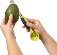 Avocadomessen, multifunctioneel, voor snijden en ontpitten, fruitpulp-scheiders, roestvrijstalen mes en antislip handvat