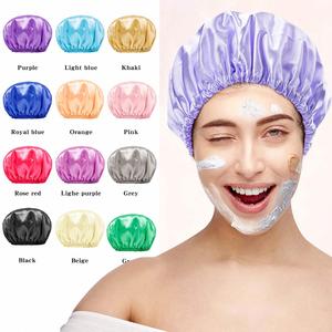 Nuevo Gorro de Ducha Elástico y Reutilizable para Mujer, de Satén, Doble Capa, Impermeable, con Aceite, Regalo Promocional, Cómodo - Product Image 1