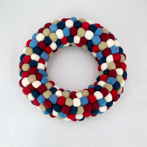 Guirnalda Navideña de Fieltro Blanco con Bolas de Lana, Hecha a Mano, para Colgar en la Puerta, Decoración Navideña para Pared, Decoración Interior para el Hogar, Decoración para Fiestas - Product Image 2