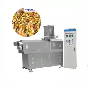 200-300 kg/h Puff Corn Flakes Production Line Breakfast Cereal Flakes Twin Screw Extruder Making Machine