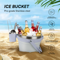 Seau à glace en acier inoxydable Hong Ling, 7 L, avec poignée et accessoires, vente flash