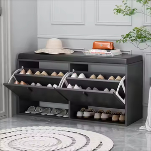 Modern MDF <b>Shoe</b> Rack Footstool Cushion <b>Space</b>-<b>Saving</b> Foldable Home Hospital Hotel Use - Product Image 3