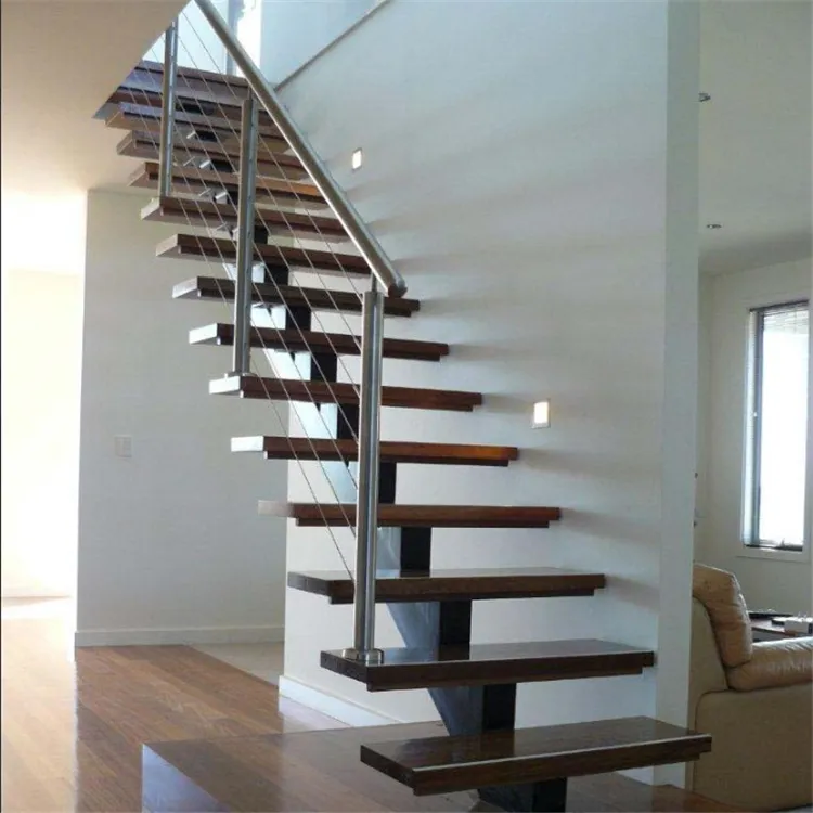 Escada flutuante/escadas ocultas/tipo de parede escada com andar de vidro