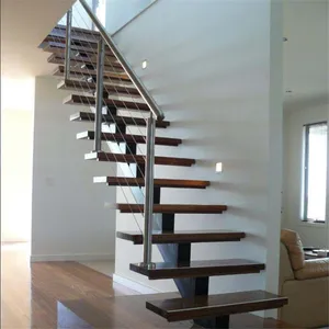 浮动楼梯/隐藏式悬臂楼梯/进入带有玻璃踏板木踏板的壁式楼梯