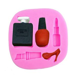Molde de Silicona 3D para Decoración de Pasteles, Chocolate, Dulces, con Diseño de Perfume, Esmalte de Uñas, Lápiz Labial y Tacón Alto - Product Image 1