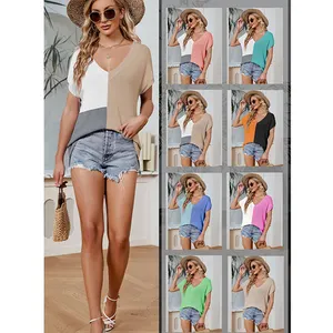 Girls Knitwear Summer Clothes Sexy Deep V Neck Plus Size Oversize Batwing Sleeve Knitted Tops Shirt Women T-Shirts