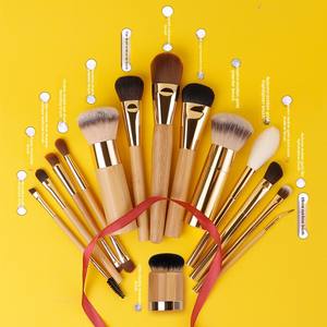 Оригинальный Набор бамбуковых кистей для макияжа, набор из 14 предметов, полный набор, двусторонний одноразовый косметический макияж - Product Image 1