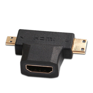 Expédition rapide Adaptateur <span class=keywords><strong>HDMI</strong></span> femelle 2 en 1 1080P <span class=keywords><strong>Micro</strong></span> <span class=keywords><strong>HDMI</strong></span>/<span class=keywords><strong>Mini</strong></span> <span class=keywords><strong>HDMI</strong></span> mâle plaqué or Câble torsadé CCS Audio Vidéo - Product Image 1