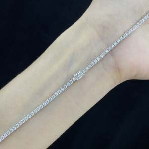 18K Real Gold Lab Grown Diamond AU750 Pulsera fina 0,3 0,5 Quilates Full Diamond Bracelet Row Diamond Tennis Chain - Product Image 4