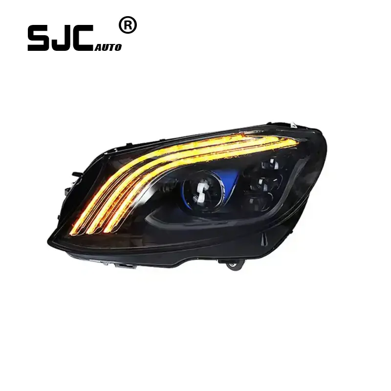 SJCโคมไฟสําหรับBenz W205 LEDไฟหน้า 2015-2020 ไฟหน้าC200 C260 C300 DRLเลี้ยวสัญญาณลําแสงสูงโปรเจคเตอร์เลนส์