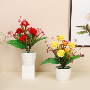 Juego de Flores Artificiales de Hortensia de Yiwu Datuo, 30x32 cm, Rojo Brillante, Rosa, Amarillo, Planta en Maceta de Plástico, Decoración para Sala de Estar - Product Image 2