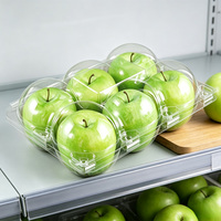 Barquette carrée transparente jetable en PET de qualité alimentaire, 2, 4 ou 6 compartiments, pour emballage en boîte destiné aux fermes et aux usines
