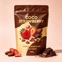 Op maat gedrukte diepvriesgedroogde fruitverpakkingszakken, staande pouches, matte Mylar zakken met ziplock sluiting voor snacks, gedroogd fruit en voedselverpakkingen