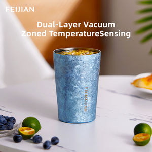 Feijian 400ml titane <span class=keywords><strong>japonais</strong></span> isolé bière tasse oxydé cristal Surface café Cola thé jus tasse Double paroi vide tasse - Product Image 2