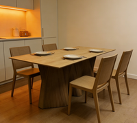 Table à manger en bois artistique et durable, forme ondulée sculpturale, meubles de salle à manger, maison, restaurant, hôtel