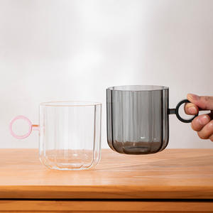 Taza de Vidrio Moderna con Asa Redonda, Color Sólido, Resistente a Altas Temperaturas, para Té de la Tarde, Uso en Oficina, Juego de Una Sola Taza - Product Image 5
