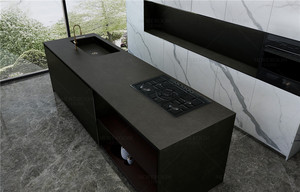 Îlot de cuisine en pierre frittée Calcutta Gold Marmer, surface écologique, <span class=keywords><strong>grande</strong></span> dalle, pour appartement - Product Image 4