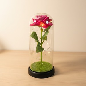 Rosa Preservada Romántica <span class=keywords><strong>en</strong></span> Cúpula de Cristal con Luz LED, Flor Individual, Regalo <span class=keywords><strong>para</strong></span> el Día de San Valentín, Aniversario, Decoración del Hogar, Decoración de Bodas - Product Image 2