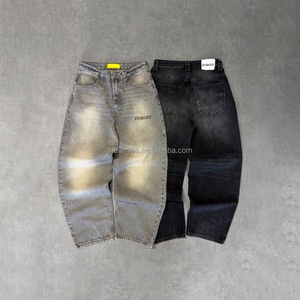 Jean ample vintage délavé à taille haute pour homme, coupe large, 14 oz, effet soleil, fabriqué sur mesure par un fabricant de jeans - Product Image 1